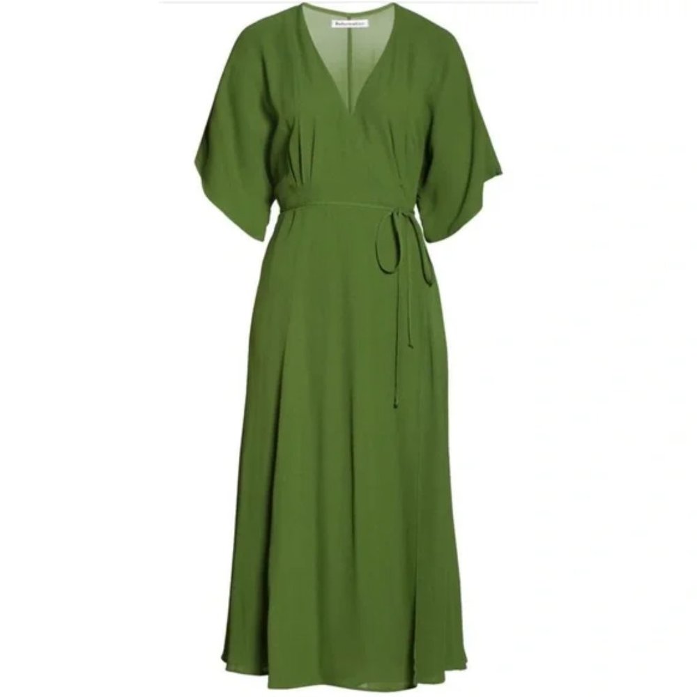 NEW Reformation Karen midi dress in Moss green Size XS #970